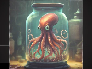 Squid in a Jar Painting 3D Model