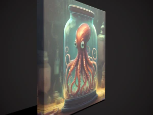Squid in a Jar Painting 3D Model