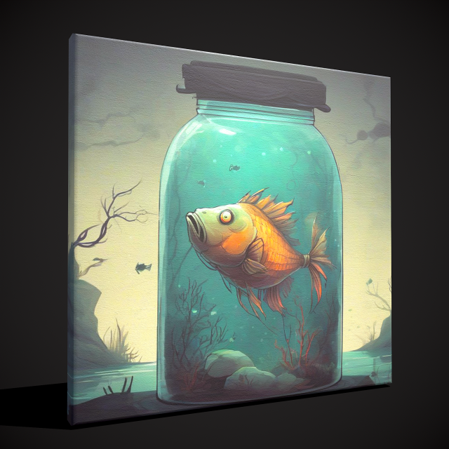 Fish in a Jar Painting 3D Model .c4d .max .obj .3ds .fbx .stl .blend 