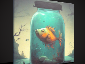 Fish in a Jar Painting 3D Model