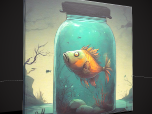 Fish in a Jar Painting 3D Model