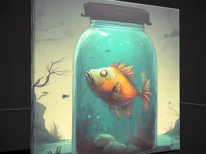 Fish in a Jar Painting 3D Model
