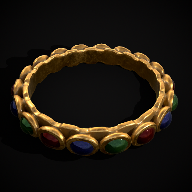 Gold Jeweled Bracelet 3Dモデル .c4d .max .obj .3ds .fbx .stl .blend 