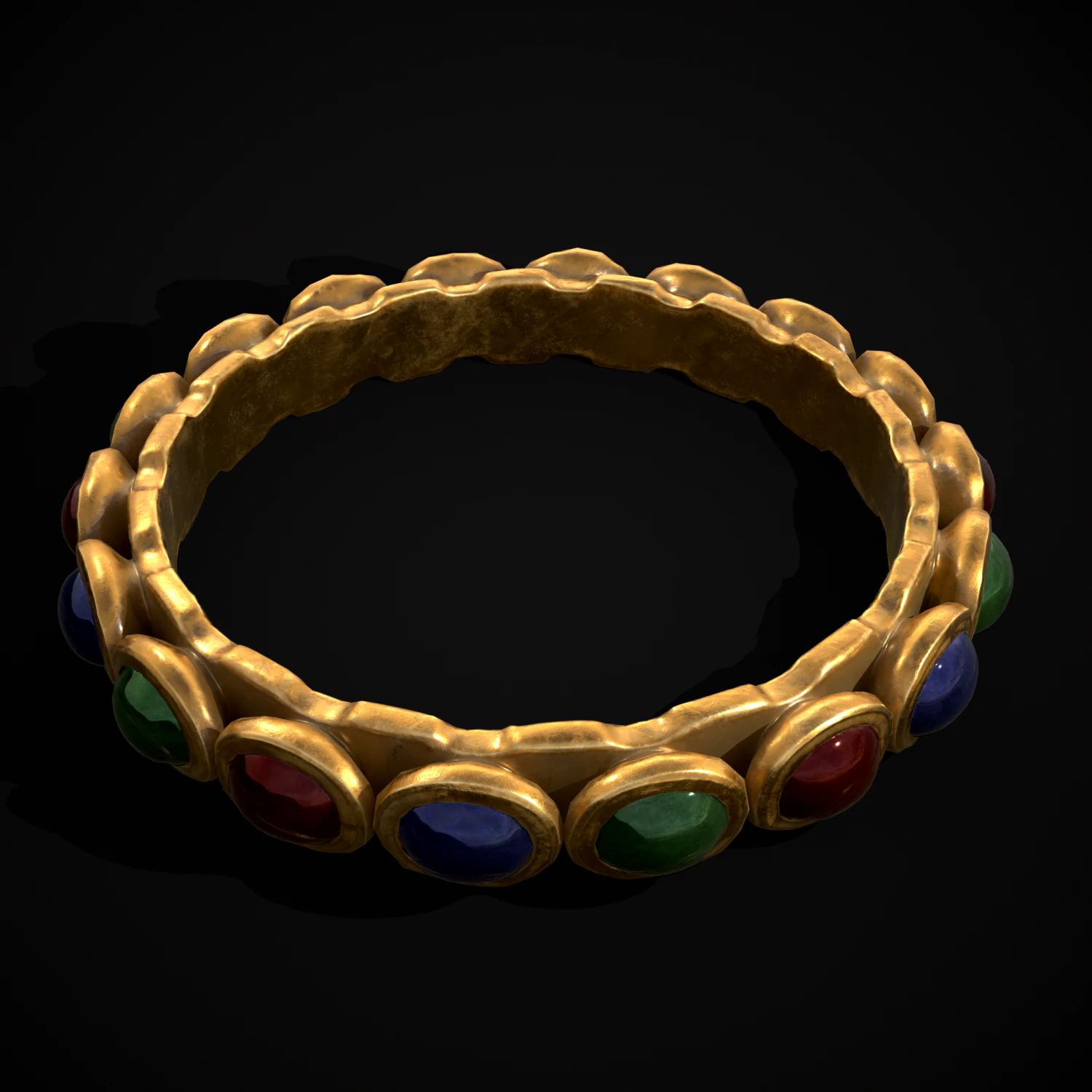 Gold Jeweled Bracelet 3D Model .c4d .max .obj .3ds .fbx .stl .blend