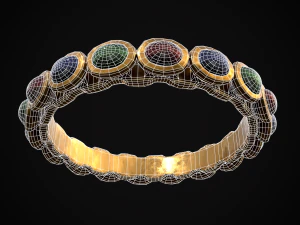 Gold Jeweled Bracelet 3D Model