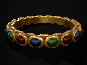 Gold Jeweled Bracelet 3D Model