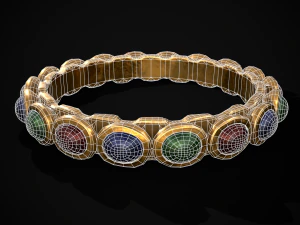 Gold Jeweled Bracelet 3D Model