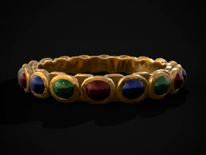 Gold Jeweled Bracelet 3D Model