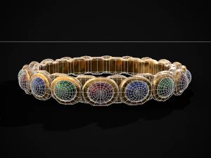 Gold Jeweled Bracelet 3D Model