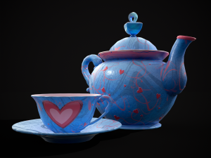 Blue Valentines Tea Set 3D Model