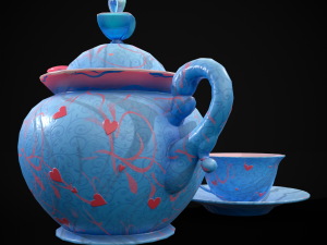 Blue Valentines Tea Set 3D Модель