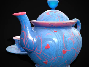 Jogo de ch&aacute; azul dos namorados Modelo 3D