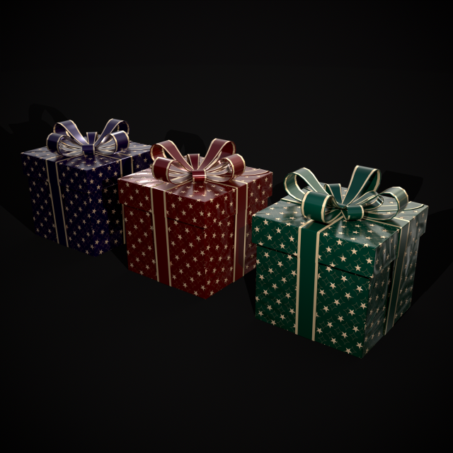 Holiday Gift Box 3D Model .c4d .max .obj .3ds .fbx .stl .blend 
