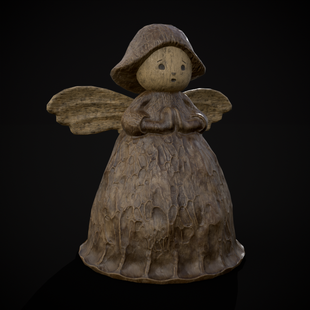 Angel Wood Figurine 3D Model .c4d .max .obj .3ds .fbx .stl .blend