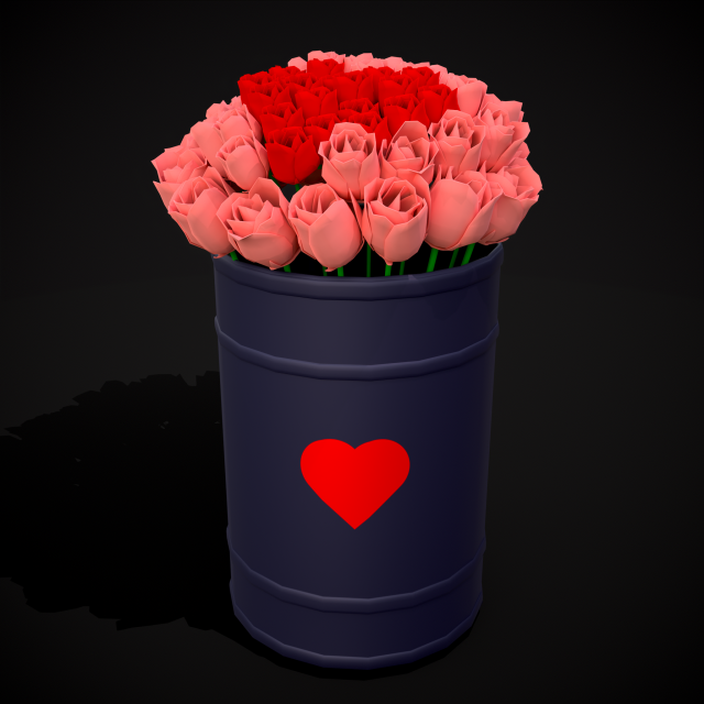 Roses Tin Red and Pink 3D 모델 .c4d .max .obj .3ds .fbx .stl .blend 