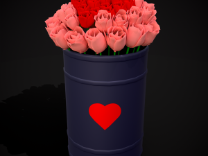 Roses Tin Red and Pink 3D Model