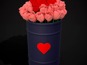 गुलाब लाल और गुलाबी रंग के होते हैं 3D मॉडल