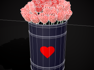 Roses Tin Red and Pink 3D 모델