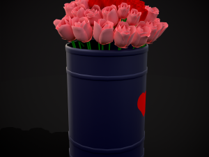 Roses Tin Red and Pink 3D 모델