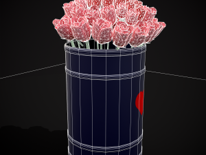 Roses Tin Red and Pink 3D 모델