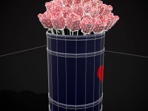 Roses Tin Red and Pink 3D Model