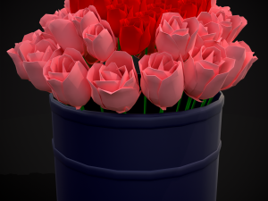 Roses Tin Red and Pink 3D 모델