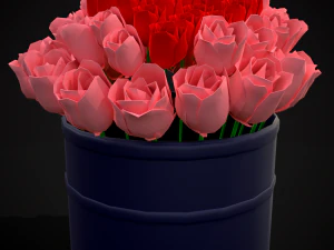 Roses Tin Red and Pink 3D Model
