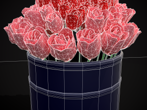 Roses Tin Red and Pink 3D 모델
