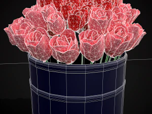 Roses Tin Red and Pink 3D Model
