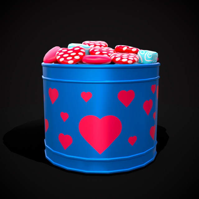 Valentine Heart Candy Tin 3D Модель .c4d .max .obj .3ds .fbx .stl .blend 