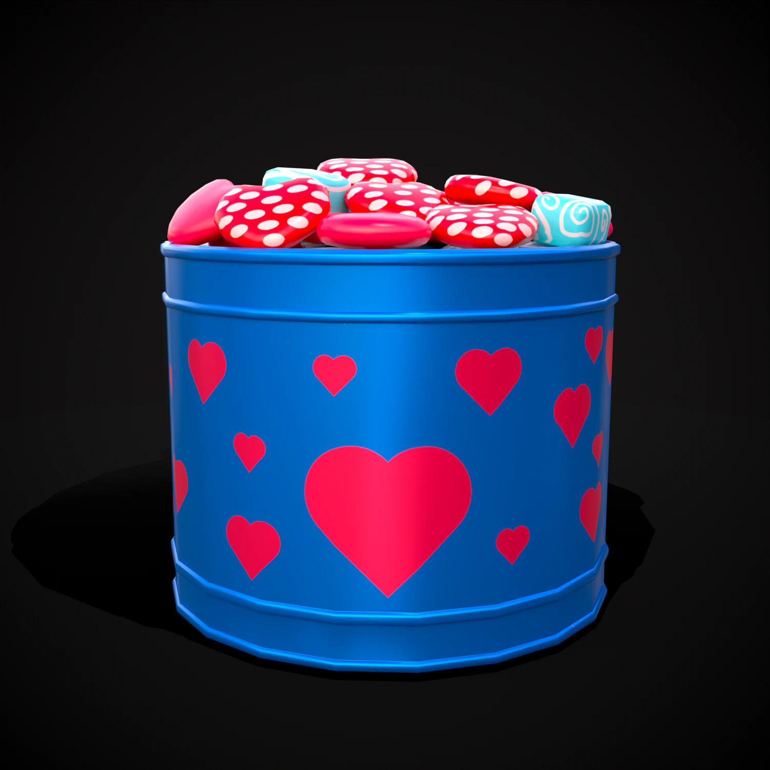 Valentine Heart Candy Tin 3D Model .c4d .max .obj .3ds .fbx .stl .blend