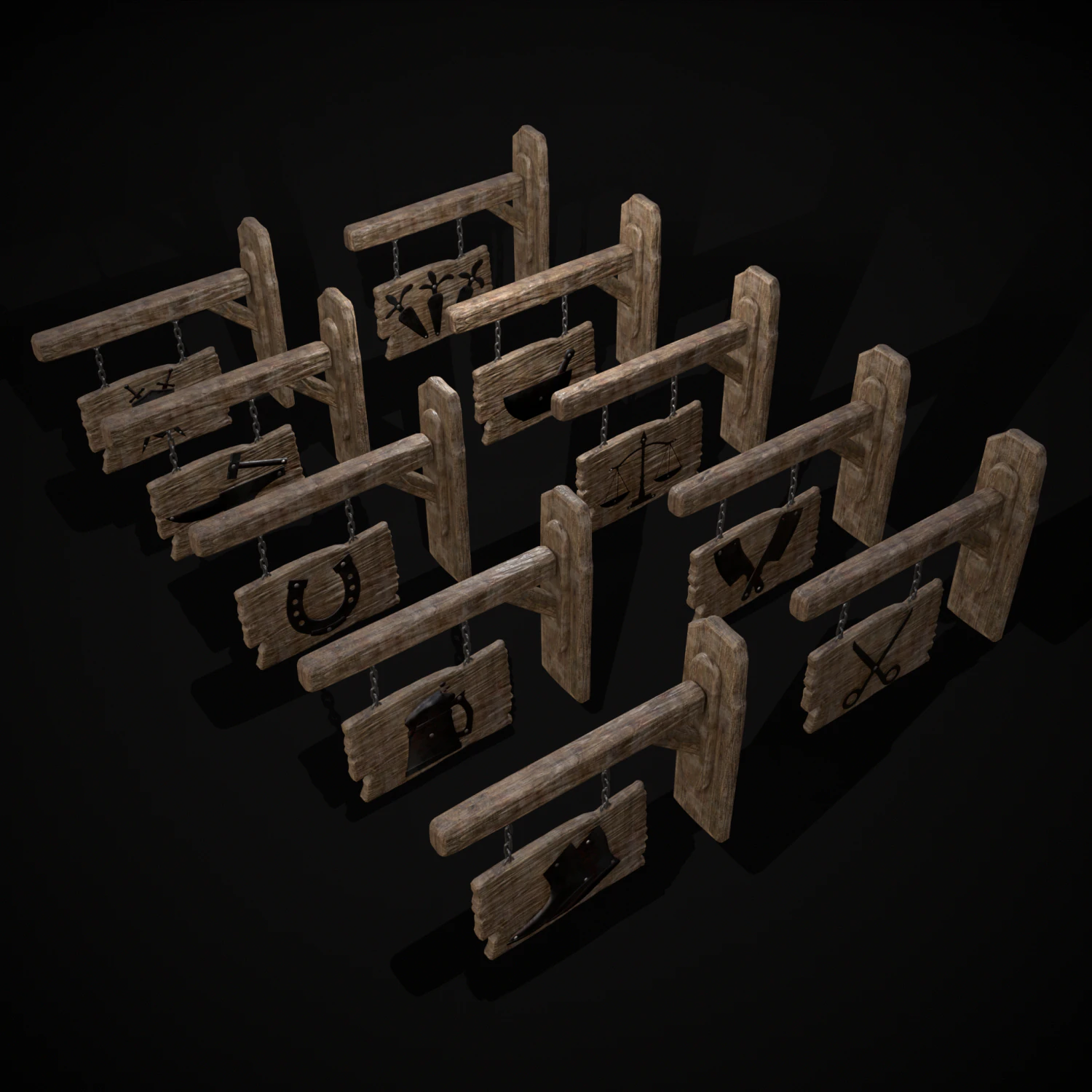 Rustic Wooden Signboard 3D Model .c4d .max .obj .3ds .fbx .stl .blend 