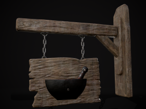 Rustic Wooden Signboard 3D मॉडल