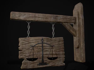 Rustic Wooden Signboard 3D Model