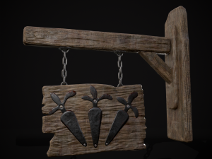 Rustic Wooden Signboard 3D मॉडल