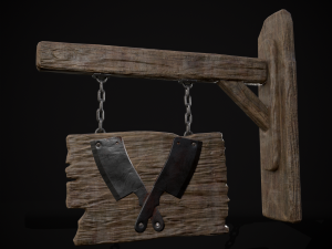 Rustic Wooden Signboard 3D मॉडल