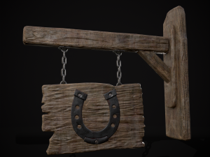 Rustic Wooden Signboard 3D मॉडल
