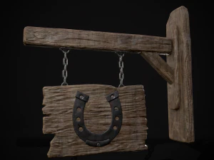 Rustic Wooden Signboard 3D Model
