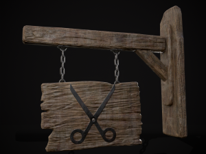 Rustic Wooden Signboard 3D मॉडल