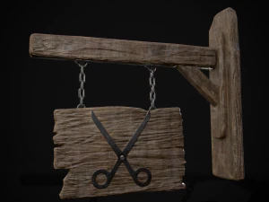 Rustic Wooden Signboard 3D Model