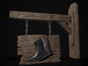 Rustic Wooden Signboard 3D मॉडल