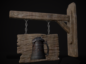 Rustic Wooden Signboard 3D मॉडल