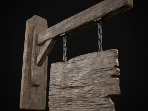 Rustic Wooden Signboard 3D Model