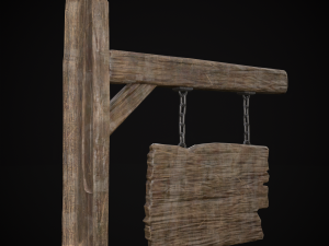 Rustic Wooden Signboard 3D मॉडल