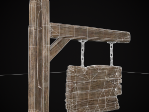Rustic Wooden Signboard 3D मॉडल