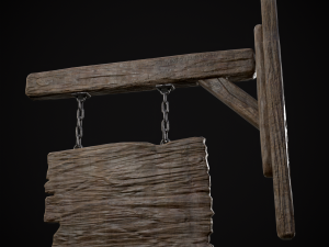 Rustic Wooden Signboard 3D मॉडल