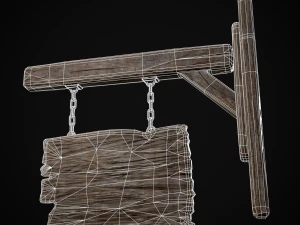 Rustic Wooden Signboard 3D Model