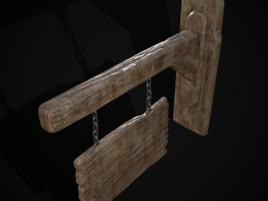 Rustic Wooden Signboard 3D मॉडल