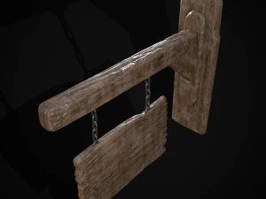 Rustic Wooden Signboard 3D Model
