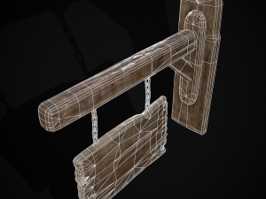 Rustic Wooden Signboard 3D मॉडल